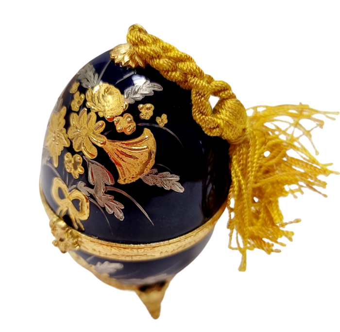 Cobalt Blue Elegance Perfume Holder Porcelain Limoges Perfume egg French Trinket Box