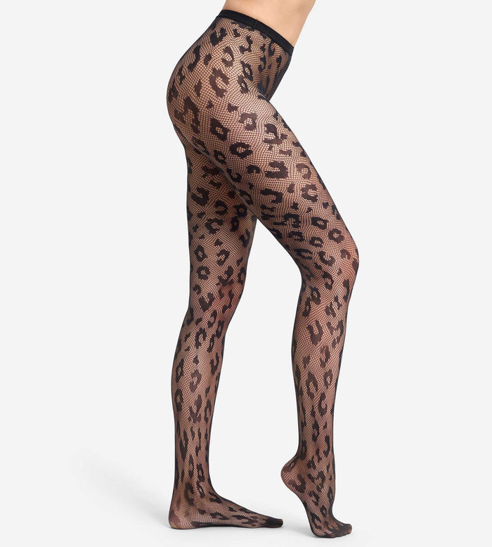 Collant fantaisie Léopard résille noir 30D Style