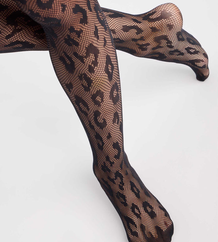 Collant fantaisie Léopard résille noir 30D Style