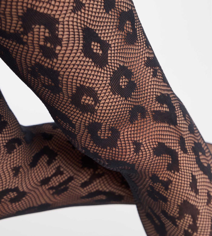 Collant fantaisie Léopard résille noir 30D Style