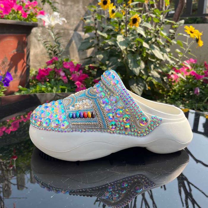 Comfortable Rhinestone Flat Wedding Sneakers Round Toe Wedding Shoes