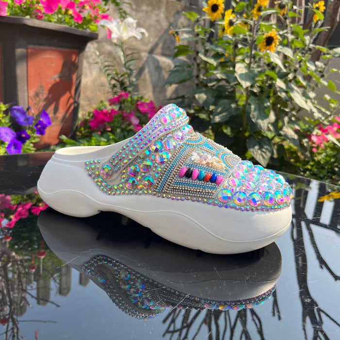 Comfortable Rhinestone Flat Wedding Sneakers Round Toe Wedding Shoes