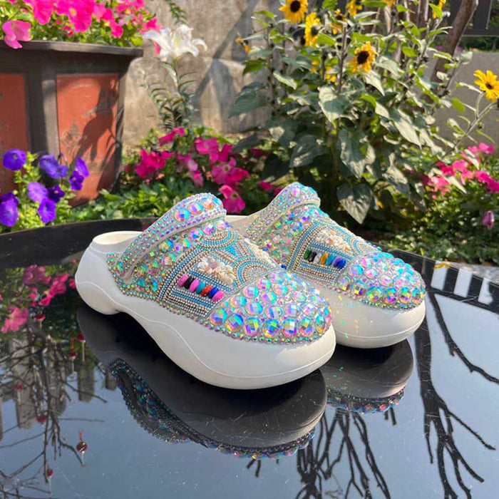 Comfortable Rhinestone Flat Wedding Sneakers Round Toe Wedding Shoes
