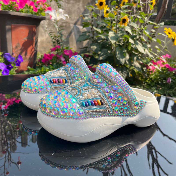 Comfortable Rhinestone Flat Wedding Sneakers Round Toe Wedding Shoes