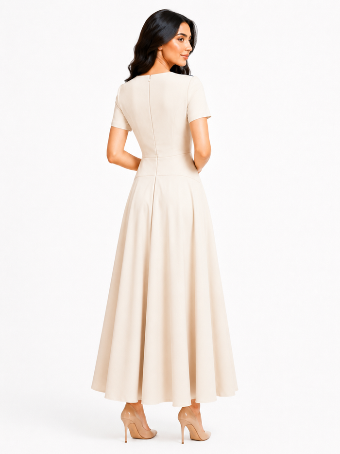 Contrast Appliqué Midi Dress – VIVIENNE