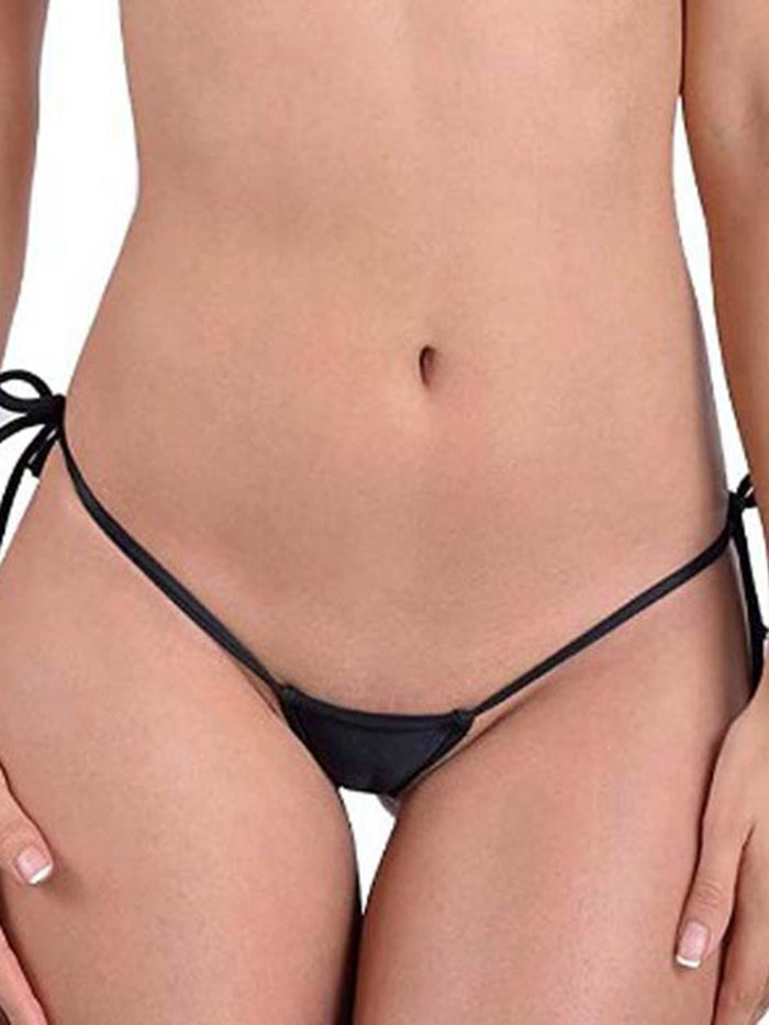 Contrast Color Lace-up T-back Panties