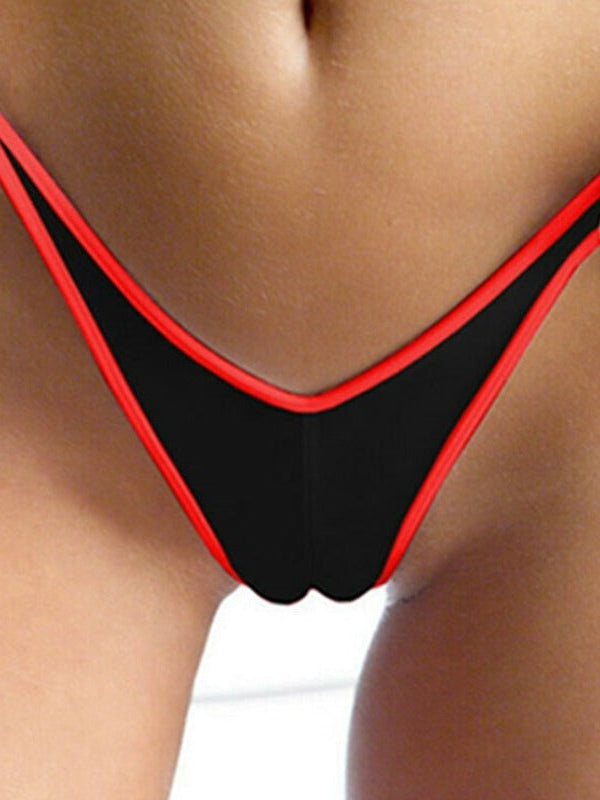 Contrast Color Stripe T-back Panties