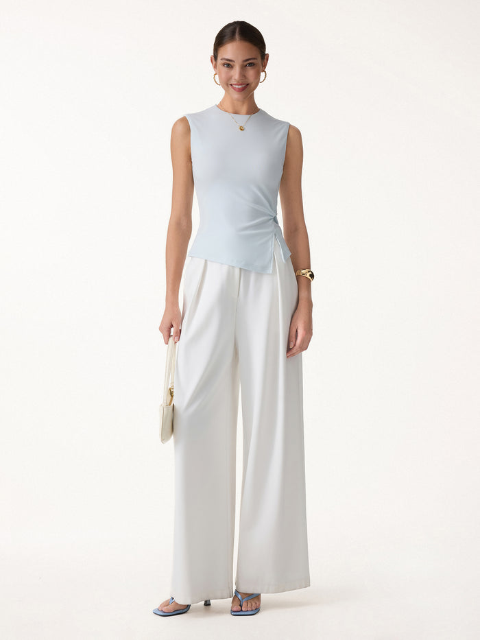 OGLmove Round Neck Twisted Bra Tank with Slit