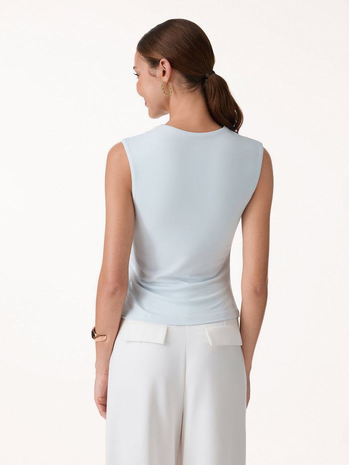OGLmove Round Neck Twisted Bra Tank with Slit