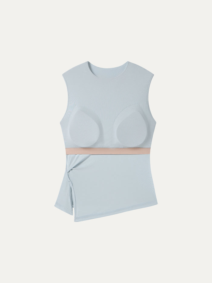 OGLmove Round Neck Twisted Bra Tank with Slit