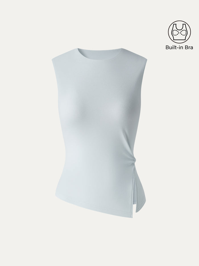 OGLmove CoolTouch Round Neck Twisted Bra Tank with Slit