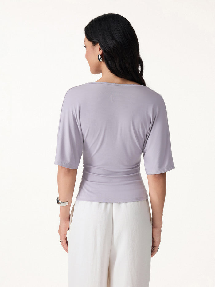 OGLmove CoolTouch V-Neck Ruched Short Sleeve Summer Tee