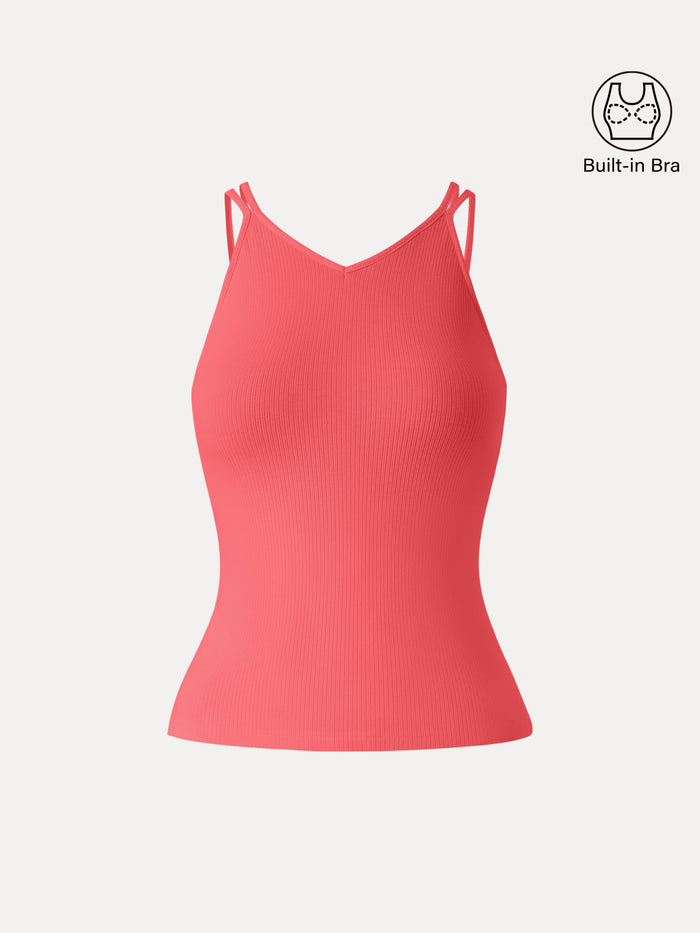 OGLmove CoolTouch V-Neck Spaghetti Bra Tank Teaberry Red XS