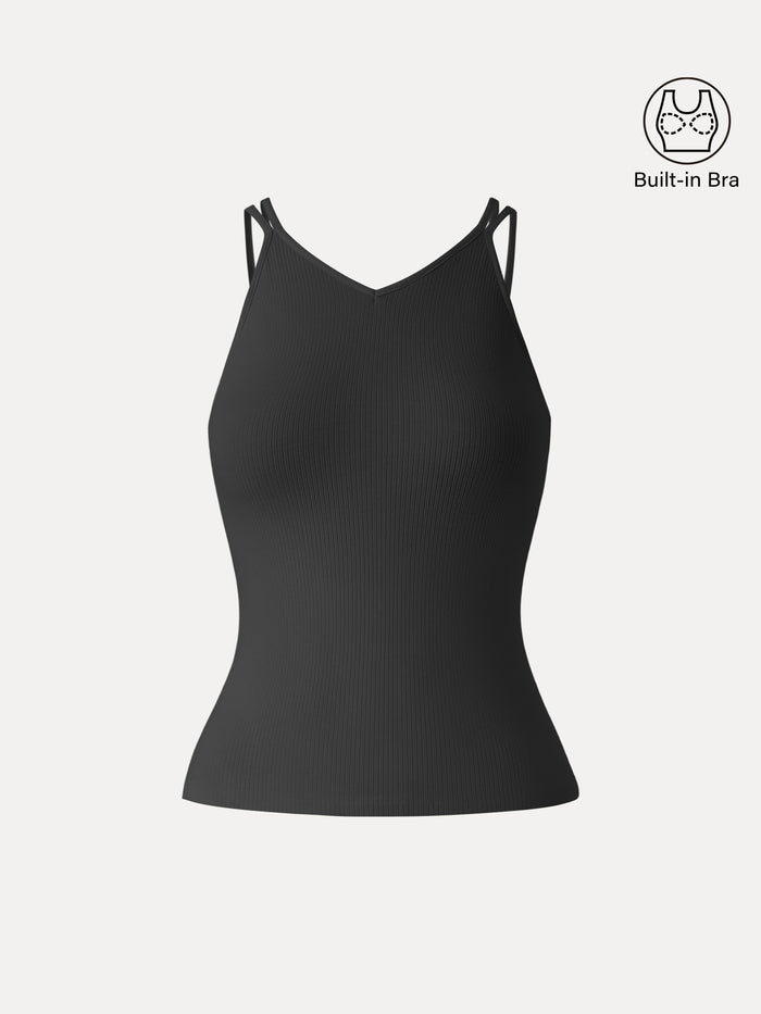 OGLmove CoolTouch V-Neck Spaghetti Bra Tank Black XS