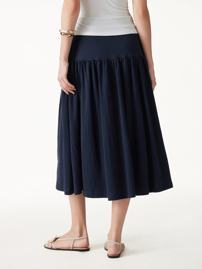 OGLmove 2Pcs Set Cropped Bra Top & Midi Skirt with Pockets