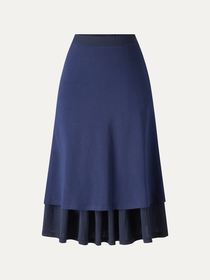 OGLmove 2Pcs Set Cropped Bra Top & Midi Skirt with Pockets