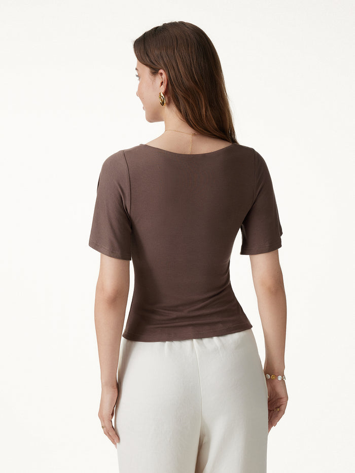 OGLmove Cowl Neck Flutter Sleeve Bra Top