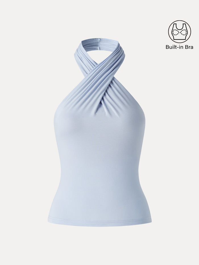 OGLmove Criss Cross Halter Neck Going-Out Bra Top