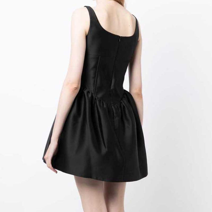 Crystal-Embellished Square-Neck Sleeveless Mini Dress