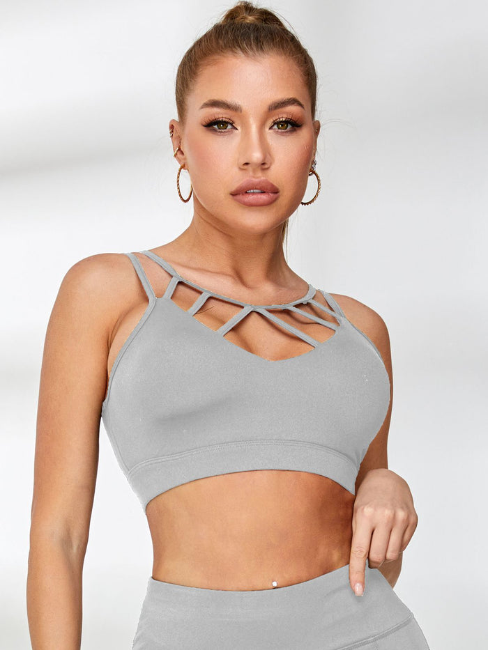 Cutout Mesh Cropped Leggings