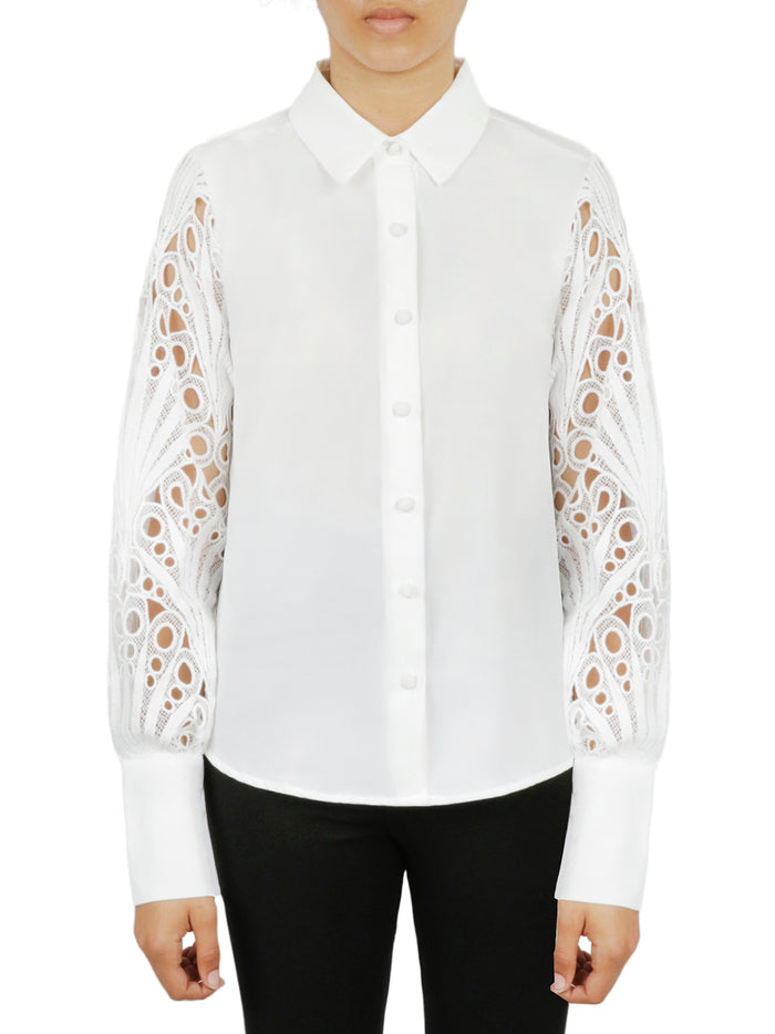 Cutout Sleeve Button Down
