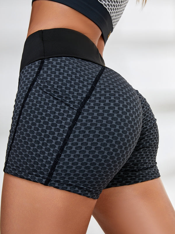 Cutout Tiktok Honeycomb Pocket Peach Hip Short Tracksuit