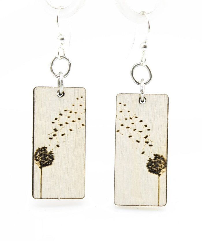 Dandelion seed head blossom earrings, eco-friendly laser-cut jewelry made in USA