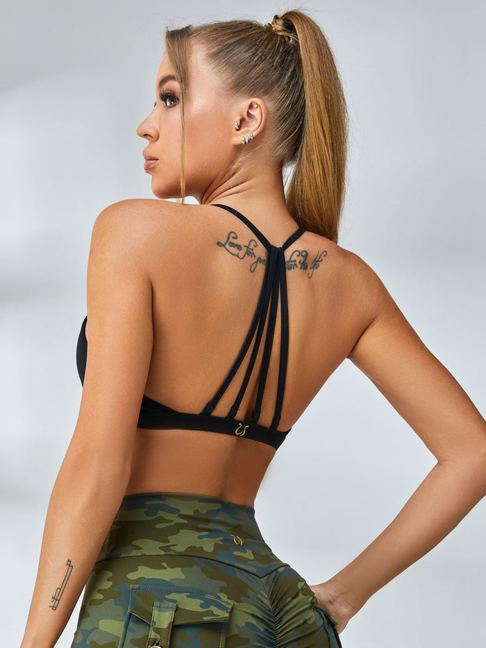 Deep U Collar Cross Back Shockproof Sports Bras