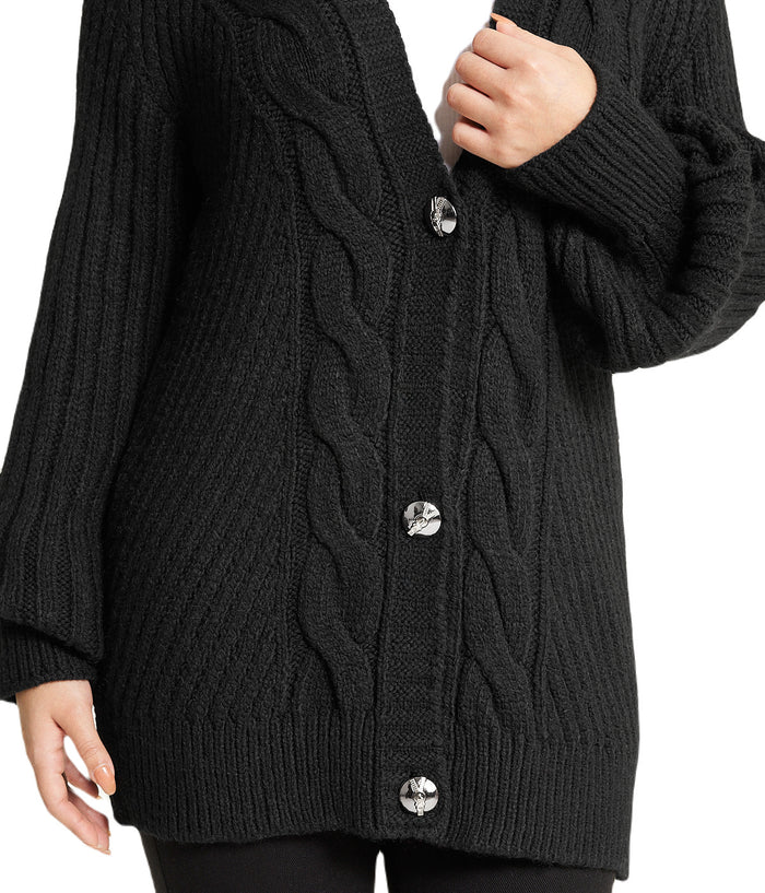 Deep V Cable Cardigan