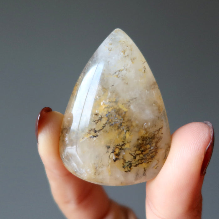 Dendritic Agate Pocket Stone Cabochon Sun Drop