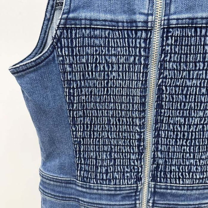 Denim Buttoned Lace-Up Mini Dress Blue