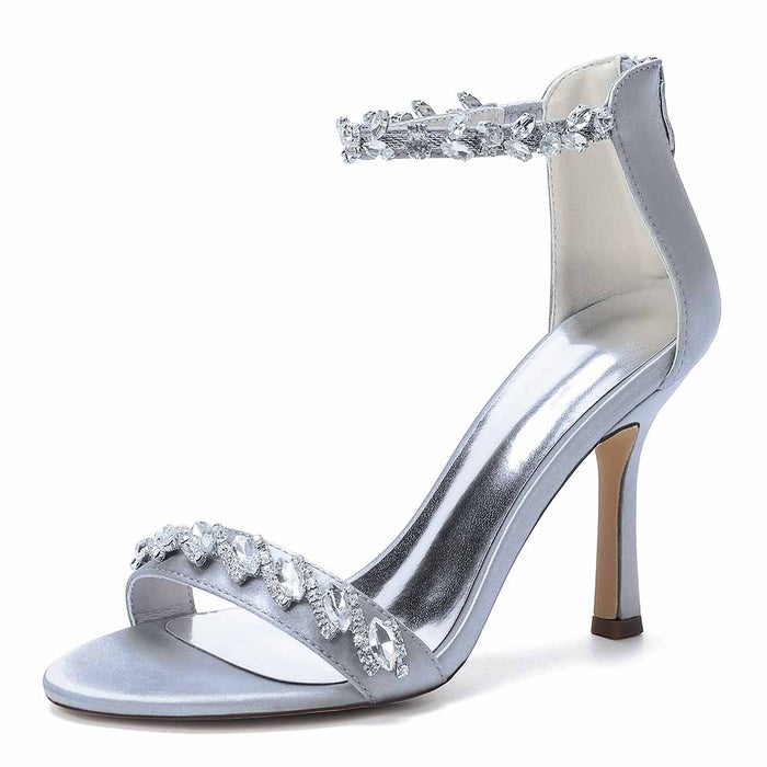 Diamond High Heel Sandals Rhinestone Ankle Strap Stilettos for Wedding/Evening Party Bridal Shoes