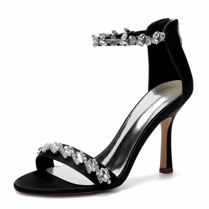 Diamond High Heel Sandals Rhinestone Ankle Strap Stilettos for Wedding/Evening Party Bridal Shoes