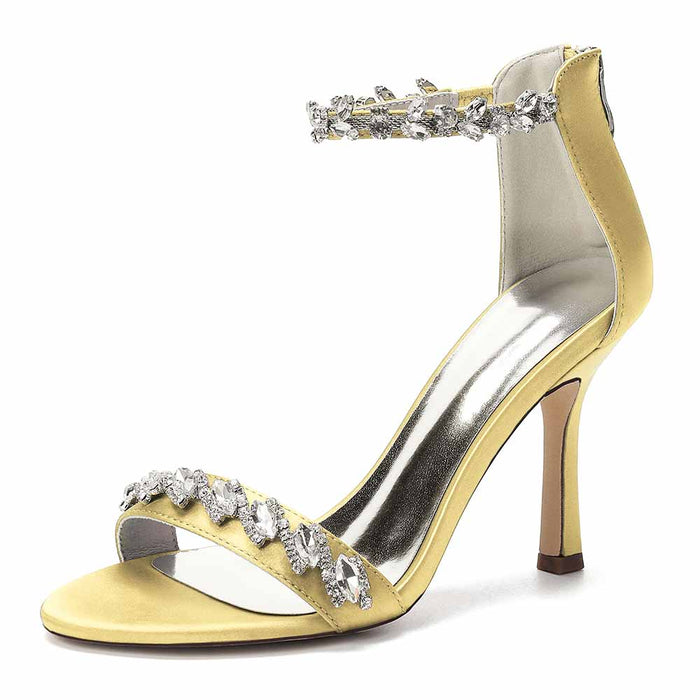 Diamond High Heel Sandals Rhinestone Ankle Strap Stilettos for Wedding/Evening Party Bridal Shoes