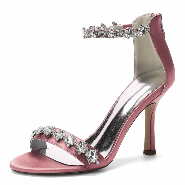 Diamond High Heel Sandals Rhinestone Ankle Strap Stilettos for Wedding/Evening Party Bridal Shoes
