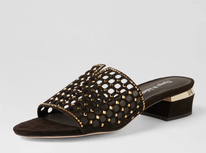 Django & Juliette Tropics Chocolate & Gold Diamanté Mule