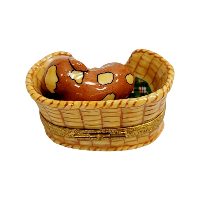 Charming Dog in Basket Decor Porcelain Limoges dog limoges box French Trinket Box