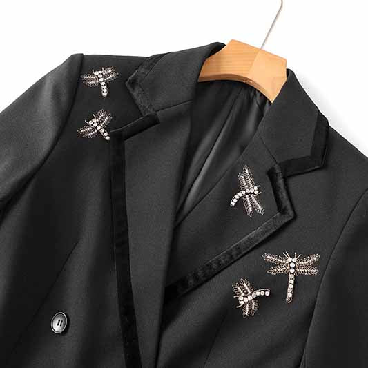 Double Breasted Black Blazer with Beaded Detailing – Chic, Tailored & Trendy