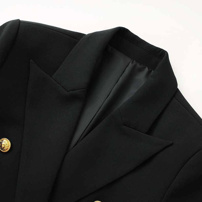 Double Breasted Blazer with Gold Buttons – Elegant Structured Blazer for Women