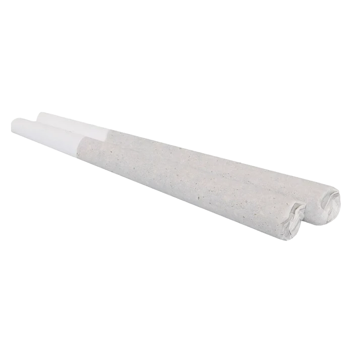A side view of the Double Dutchies: Double Down Pre Rolled 2 x 1 g pre-rolled papers, showing two joined, unlit rolls.