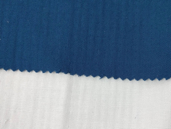 Double-Faced Herringbone Twill: 100% Cotton Fabric 7216 7215 - The Linen Lab - Blue