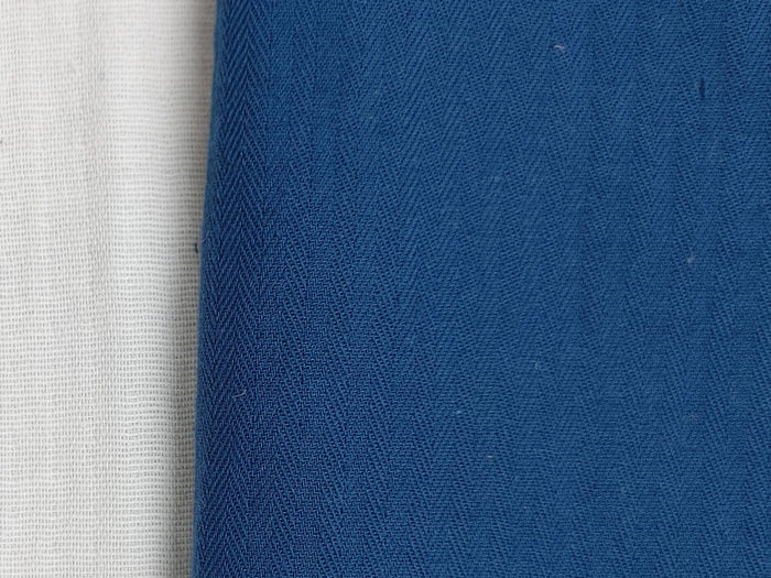 Double-Faced Herringbone Twill: 100% Cotton Fabric 7216 7215 - The Linen Lab - Blue
