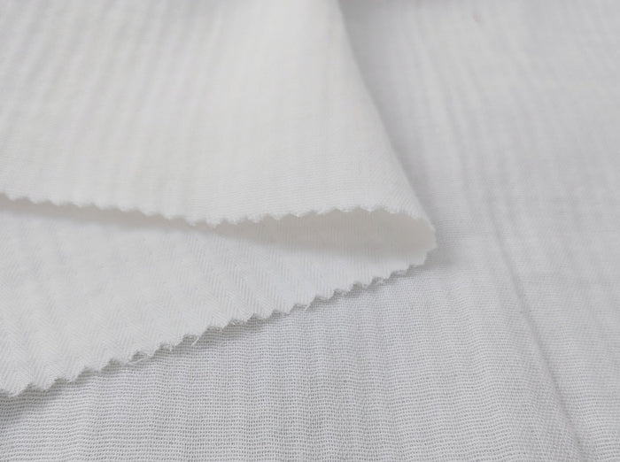 Double-Faced Herringbone Twill: 100% Cotton Fabric 7216 7215 - The Linen Lab - White