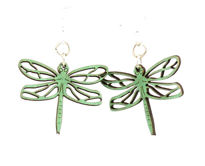 Dragonfly blossom earrings with veined wings, eco-friendly jewelry made in USA