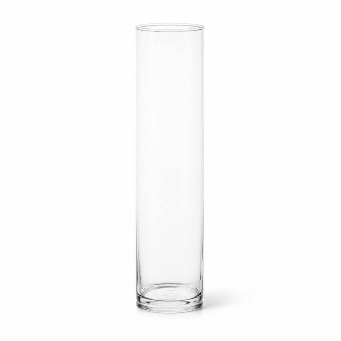 A 4"x17" clear glass cylinder vase