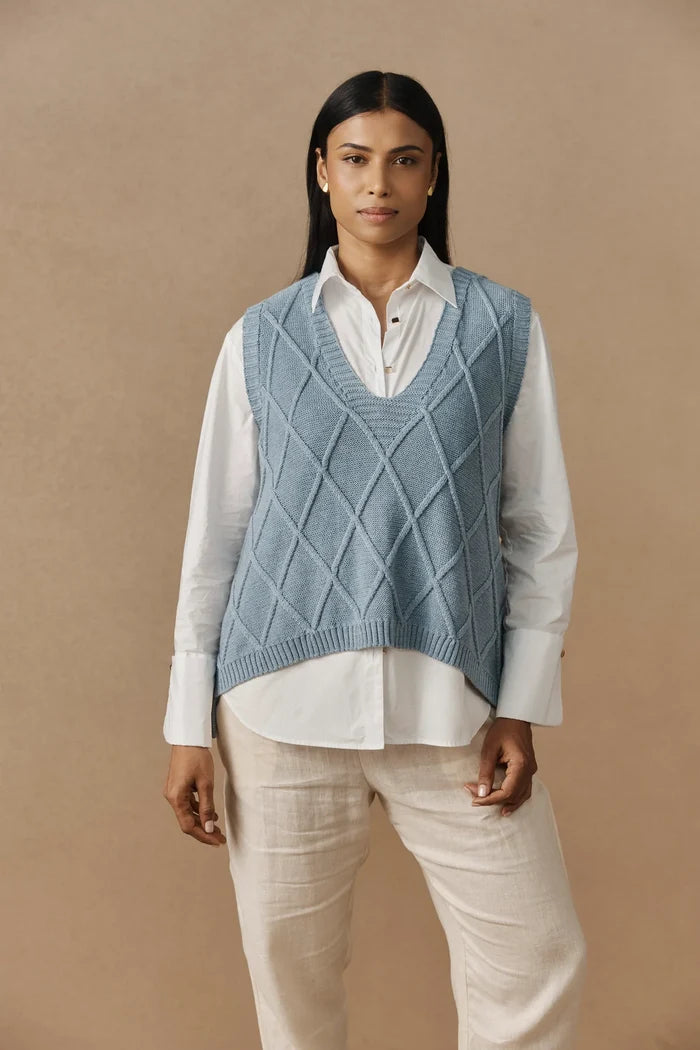 Eb+Ive Liora Knit Vest Lake Blue