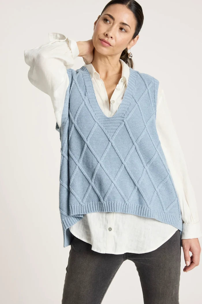 Eb+Ive Liora Knit Vest Lake Blue