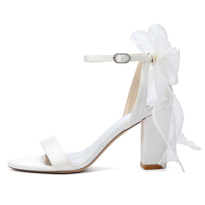 Elegant Bridal High Heel Sandals with Bow Detail – Perfect for Your Wedding Day