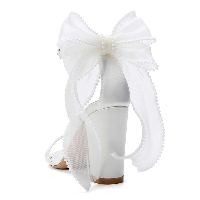 Elegant Bridal High Heel Sandals with Bow Detail – Perfect for Your Wedding Day