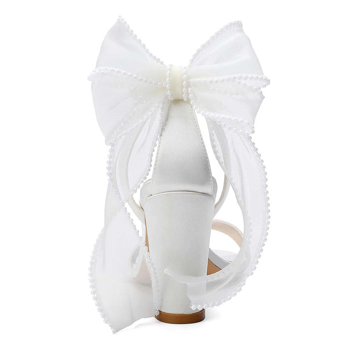 Elegant Bridal High Heel Sandals with Bow Detail – Perfect for Your Wedding Day